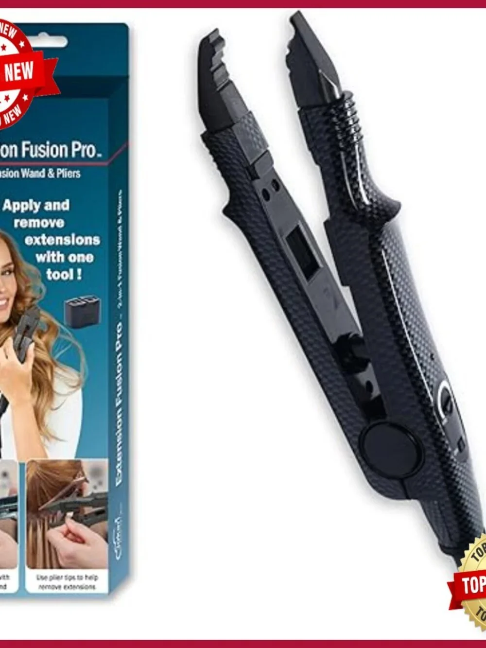 Heated Hair Extension Wand with Adjustable Temperature & Pliers